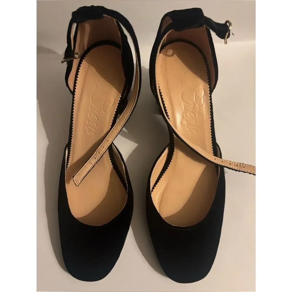 J. Crew Maisie Studded Heels in Black Velvet Size 6
